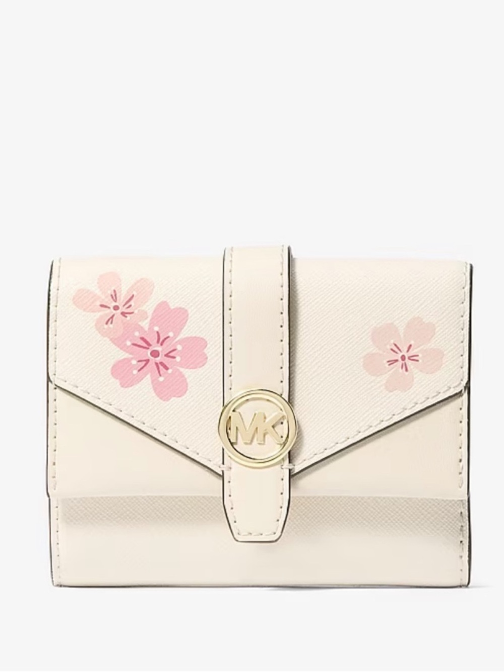 Michael Kors Cream Wallet with Pink Floral Accents